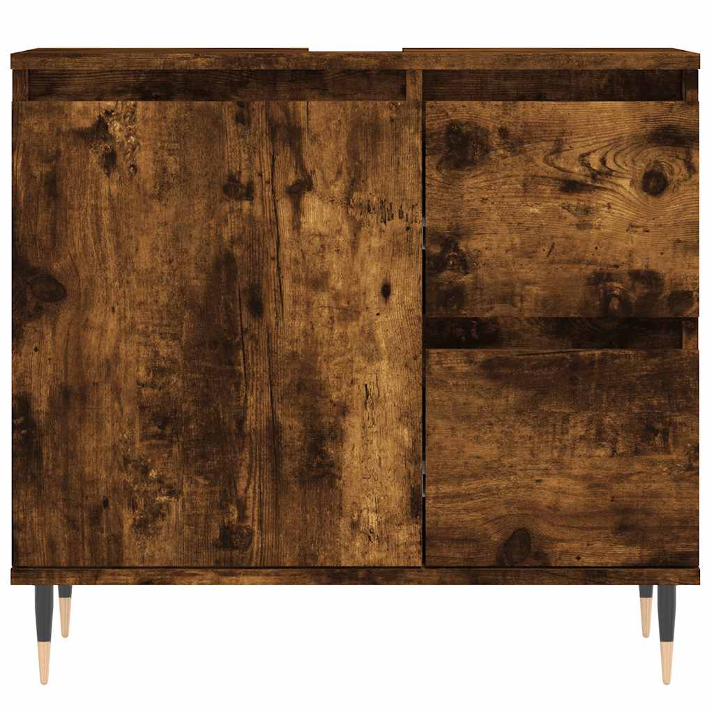 badeværelsesskab 65x33x60 cm konstrueret træ røget egetræ