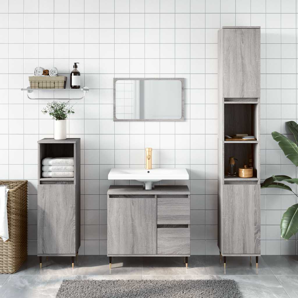 Badeværelsesskab 65×33×60 cm - grå sonoma-eg, konstrueret træ