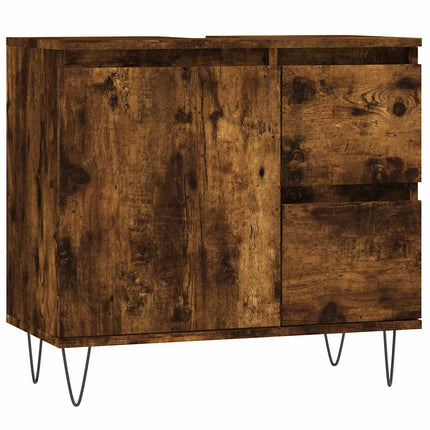 badeværelsesskab 65x33x60 cm konstrueret træ røget egetræ