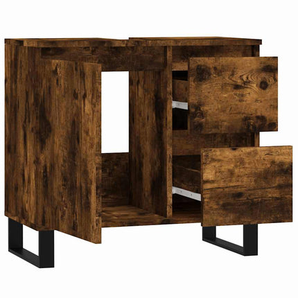 badeværelsesskab 65x33x60 cm konstrueret træ røget egetræ