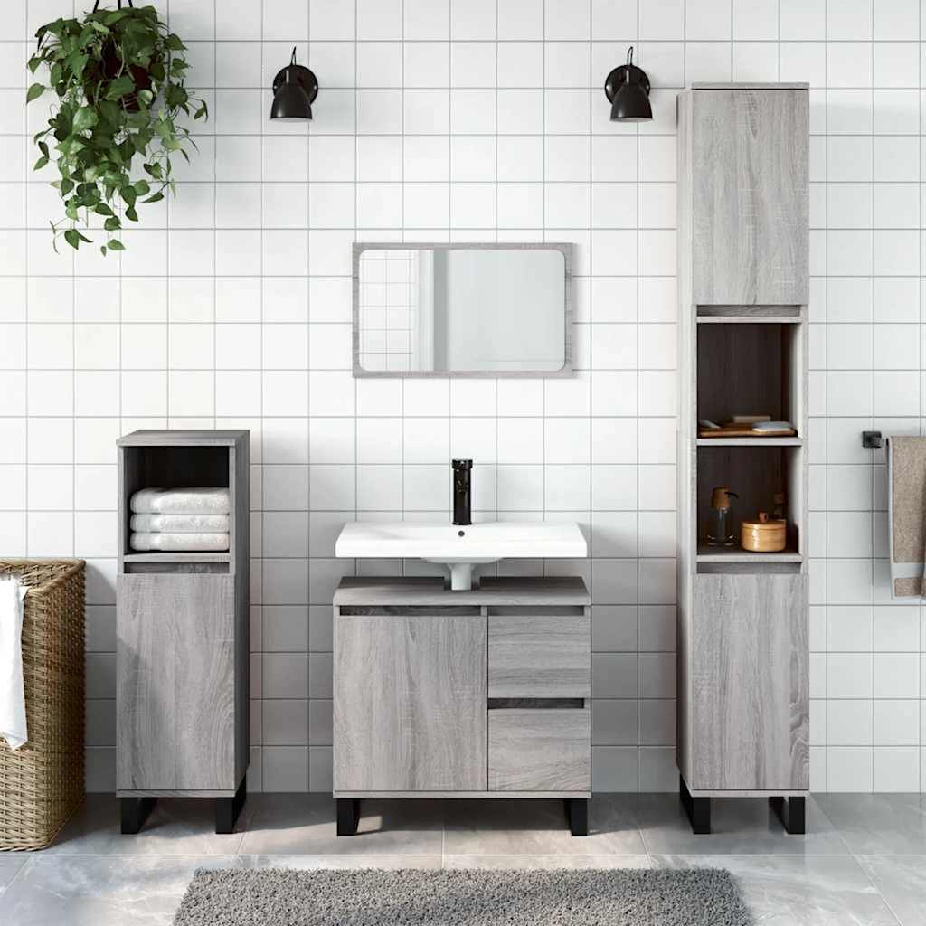 Badeværelsesskab 65×33×60 cm - grå sonoma-eg, konstrueret træ