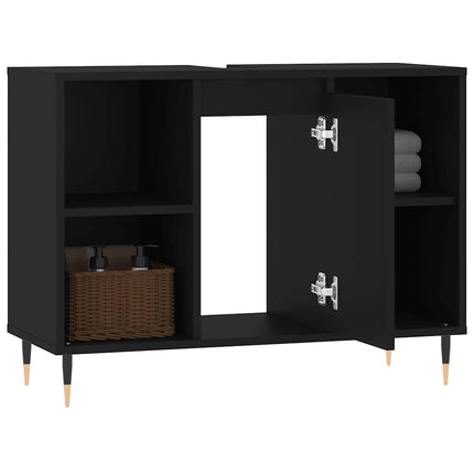 badeværelsesskab 80x33x60 cm konstrueret træ sort