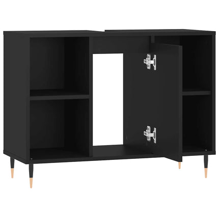badeværelsesskab 80x33x60 cm konstrueret træ sort