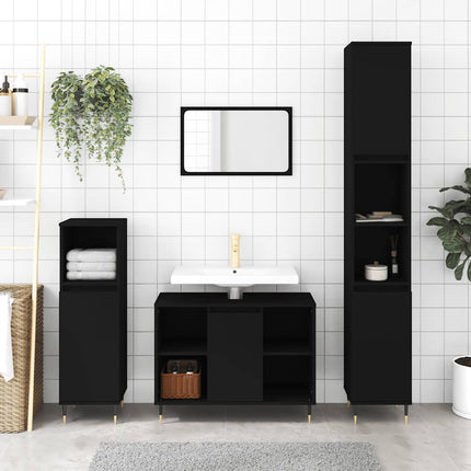 badeværelsesskab 80x33x60 cm konstrueret træ sort