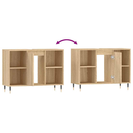 badeværelsesskab 80x33x60 cm konstrueret træ sonoma-eg