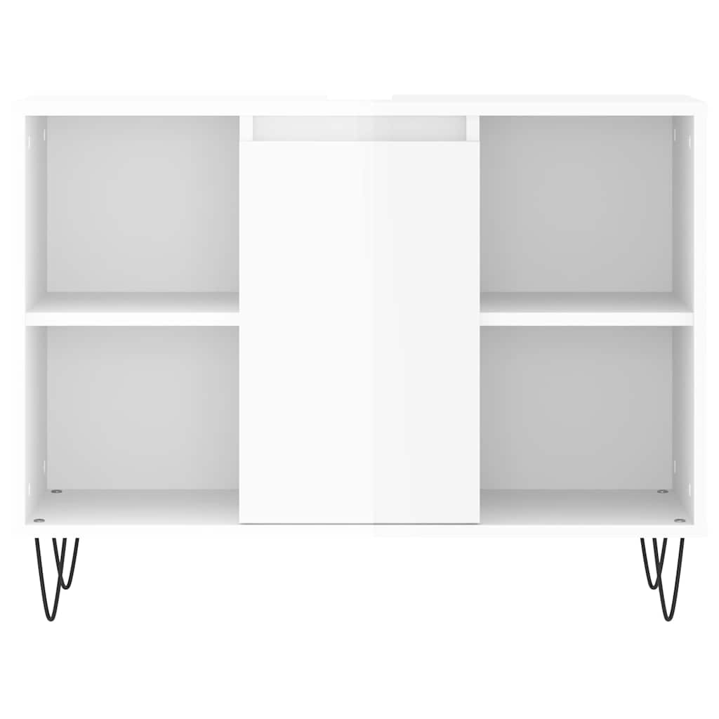 badeværelsesskab 80x33x60 cm konstrueret træ hvid højglans