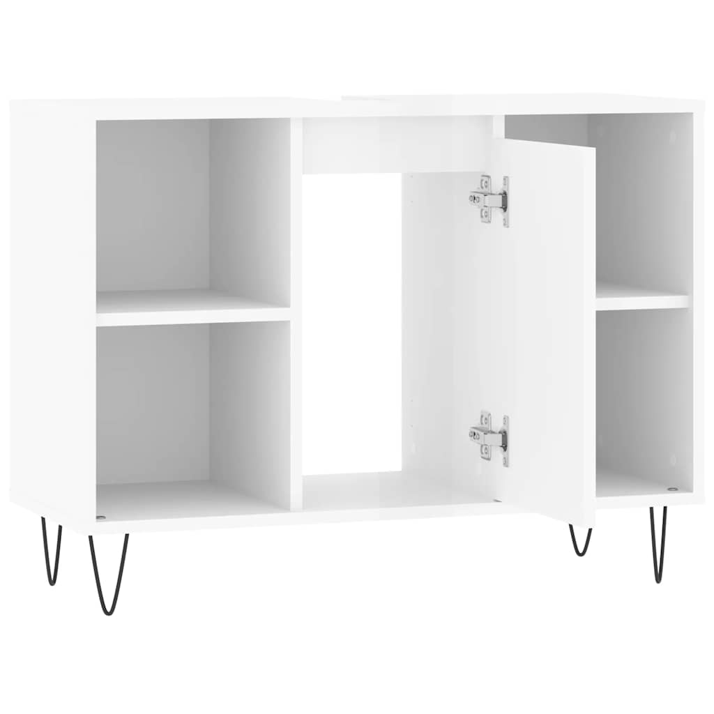 badeværelsesskab 80x33x60 cm konstrueret træ hvid højglans
