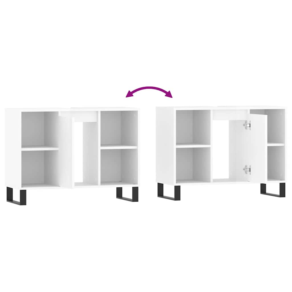 badeværelsesskab 80x33x60 cm konstrueret træ hvid højglans