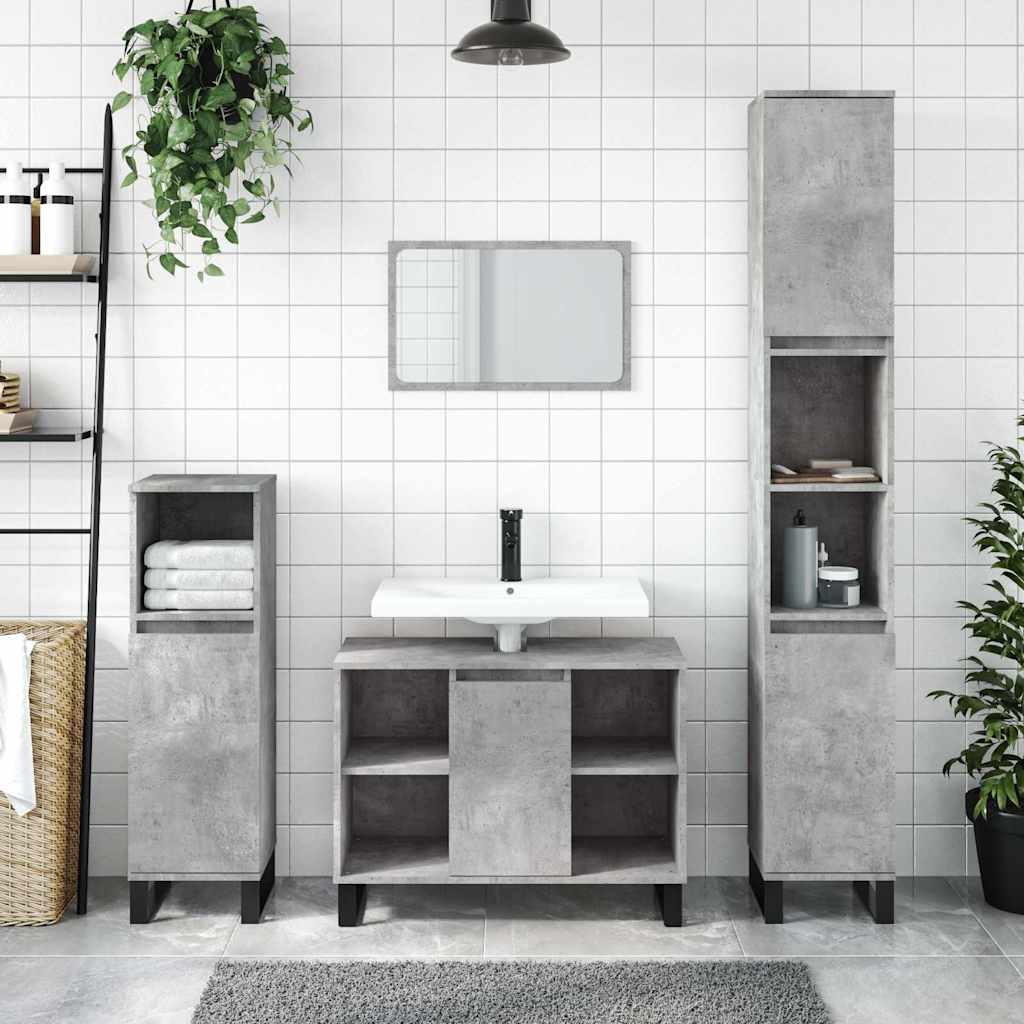 Badeværelsesskab 80×33×60 cm i konstrueret træ - betongrå