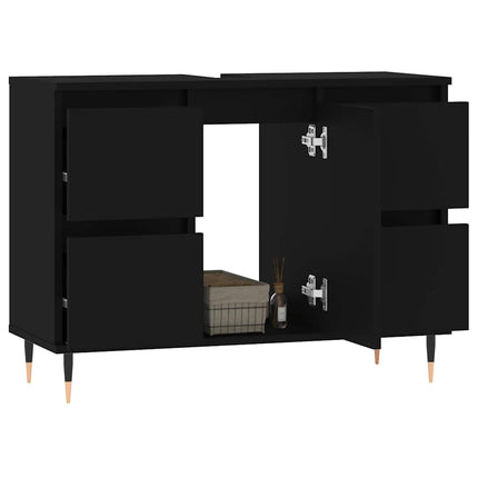 badeværelsesskab 80x33x60 cm konstrueret træ sort