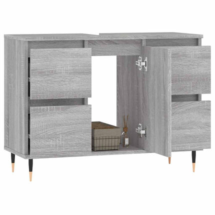 badeværelsesskab 80x33x60 cm konstrueret træ grå sonoma-eg