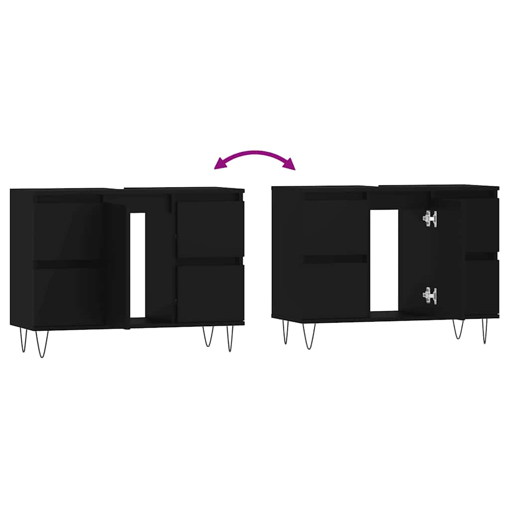 badeværelsesskab 80x33x60 cm konstrueret træ sort