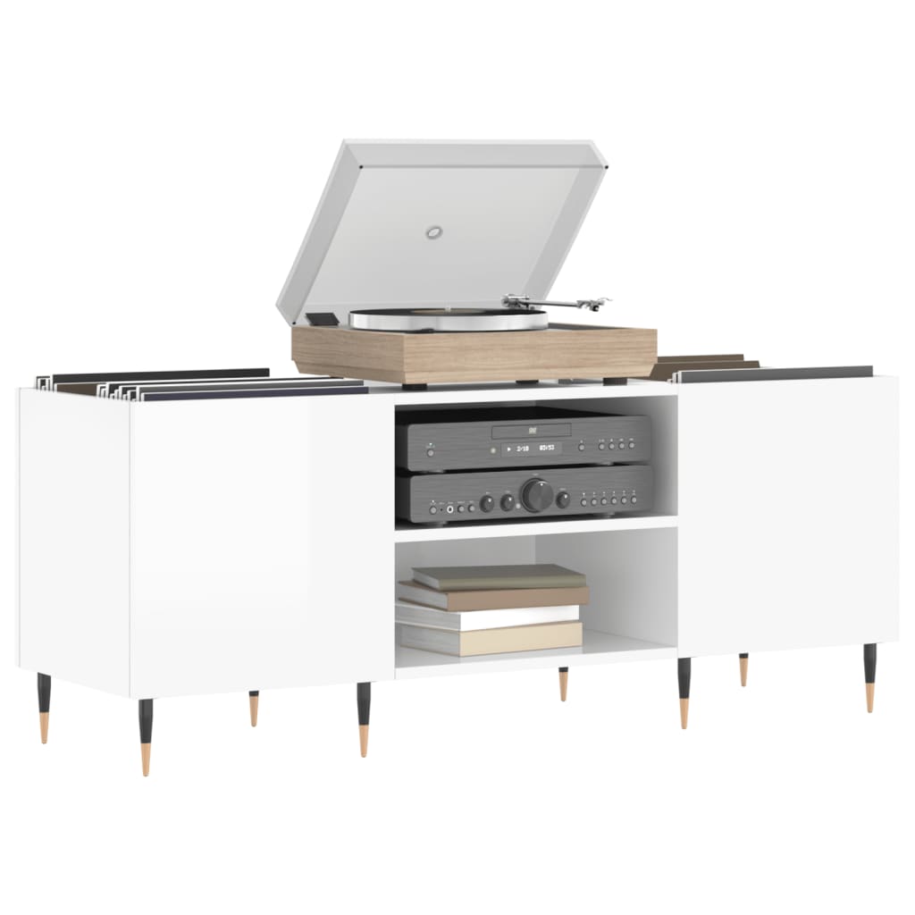 vinylskab 121x38x48 cm konstrueret træ hvid højglans