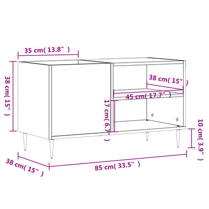vinylskab 85x38x48 cm konstrueret træ hvid