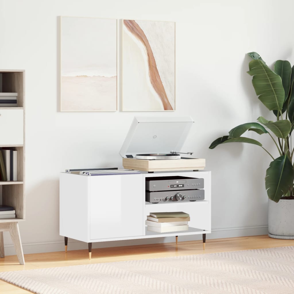 vinylskab 85x38x48 cm konstrueret træ hvid højglans
