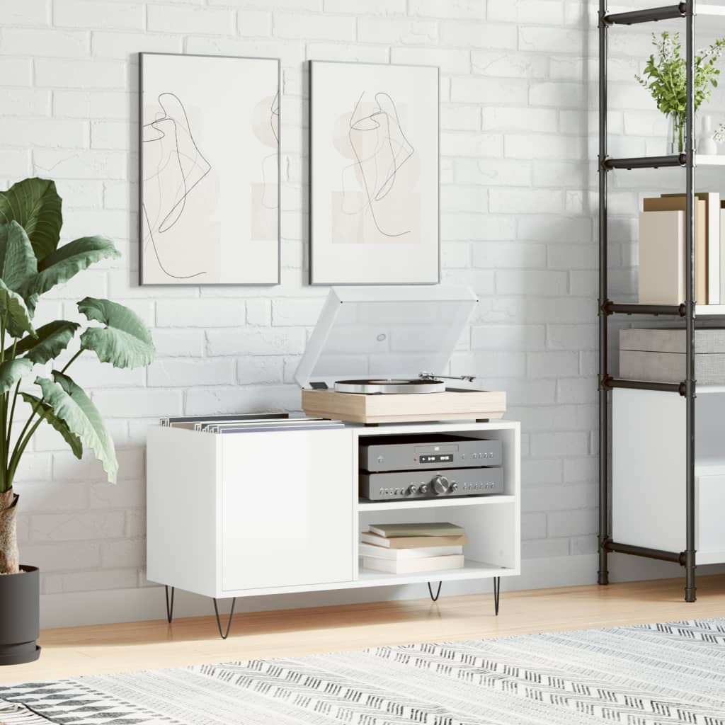 vinylskab 85x38x48 cm konstrueret træ hvid højglans