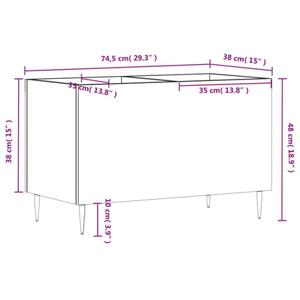 vinylskab 74,5x38x48 cm konstrueret træ sort