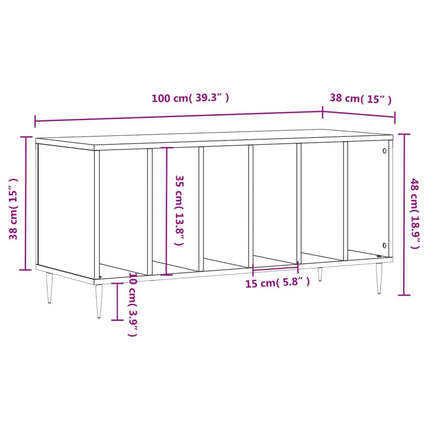 vinylskab 100x38x48 cm konstrueret træ hvid