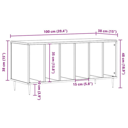 vinylskab 100x38x48 cm konstrueret træ sonoma-eg