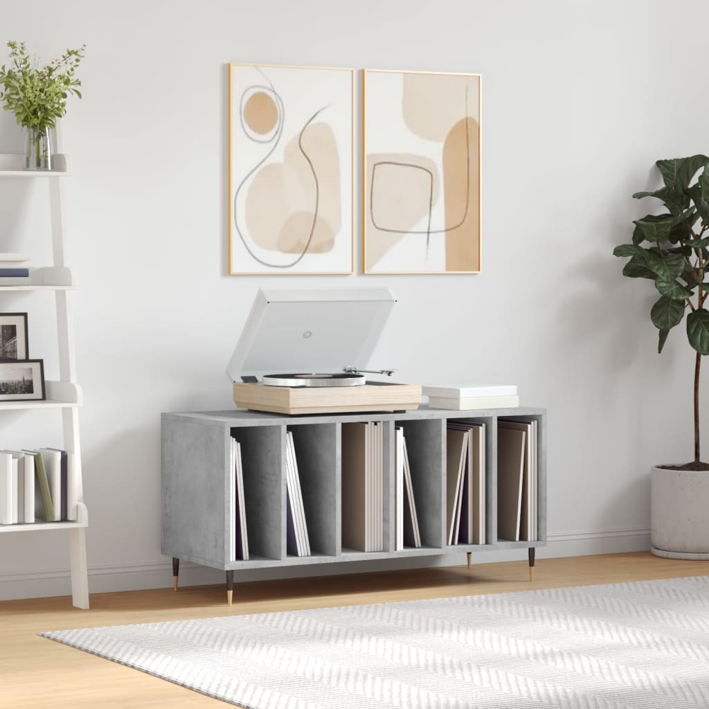 vinylskab 100x38x48 cm konstrueret træ betongrå