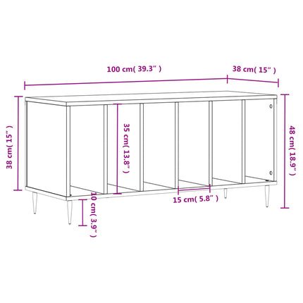 vinylskab 100x38x48 cm konstrueret træ røget egetræsfarve