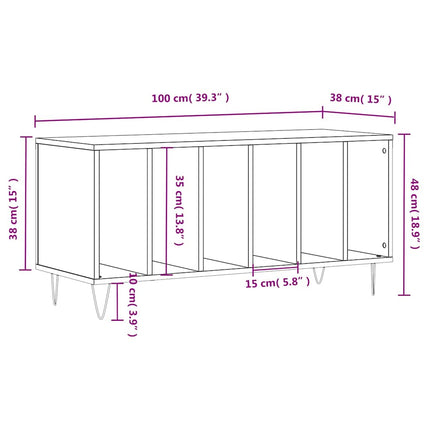 vinylskab 100x38x48 cm konstrueret træ sort