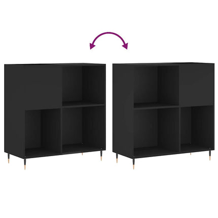 vinylskab 84,5x38x89 cm konstrueret træ sort