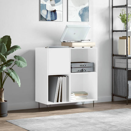 vinylskab 84,5x38x89 cm konstrueret træ hvid højglans