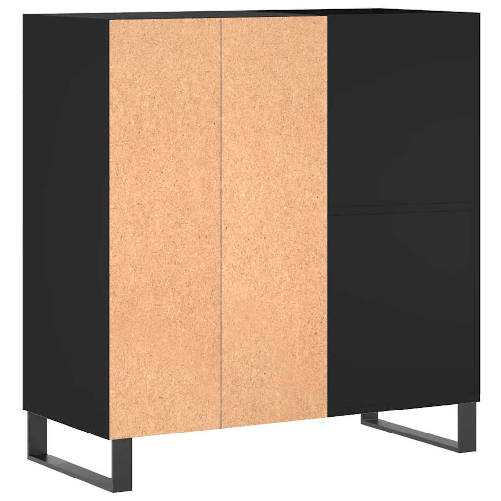 vinylskab 84,5x38x89 cm konstrueret træ sort