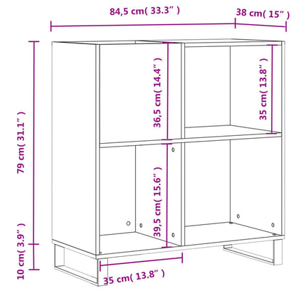 vinylskab 84,5x38x89 cm konstrueret træ røget egetræsfarve