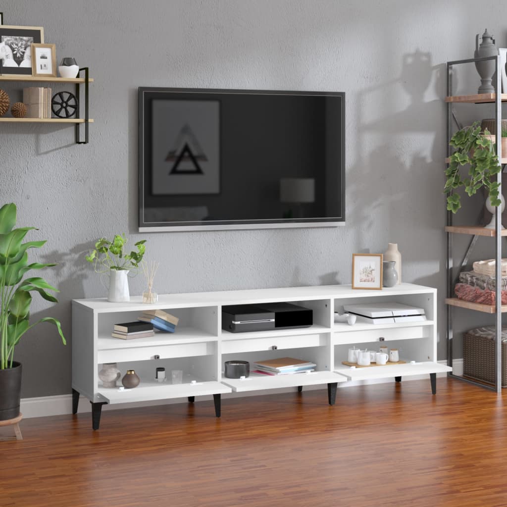 tv-bord 150x30x44,5 cm konstrueret træ hvid