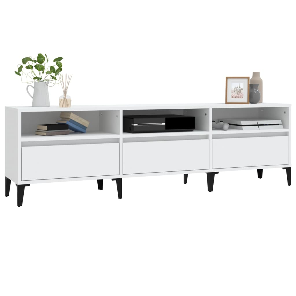 tv-bord 150x30x44,5 cm konstrueret træ hvid