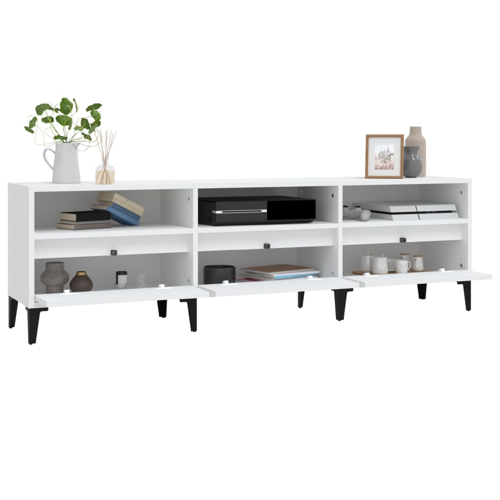 tv-bord 150x30x44,5 cm konstrueret træ hvid