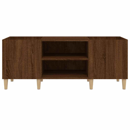 vinylskab 121x38x48 cm konstrueret træ brun egetræsfarve