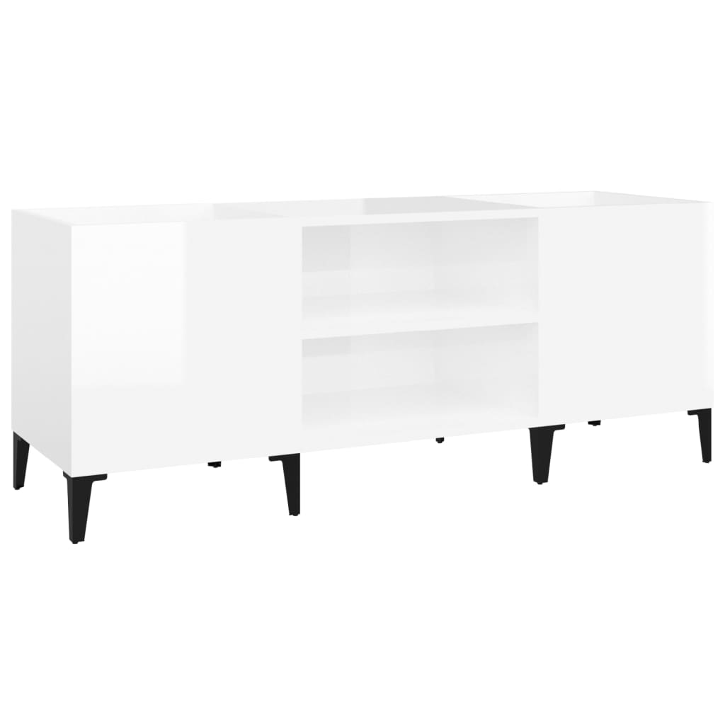 vinylskab 121x38x48 cm konstrueret træ hvid højglans