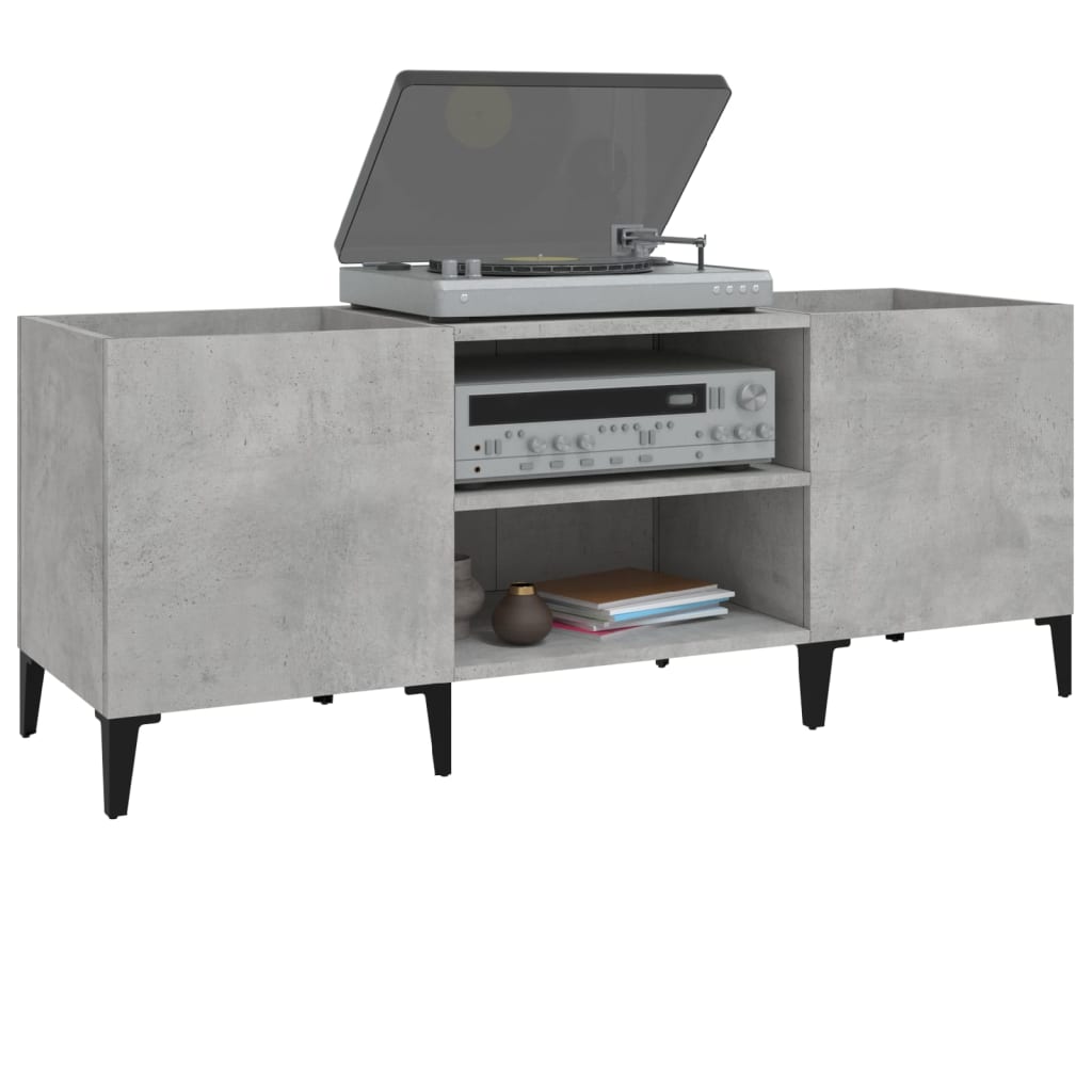 vinylskab 121x38x48 cm konstrueret træ betongrå