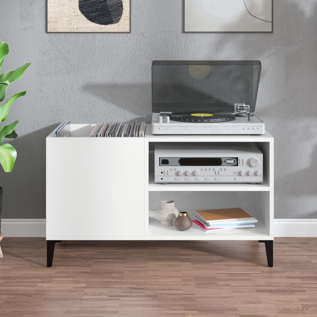 vinylskab 84,5x38x48 cm konstrueret træ hvid højglans