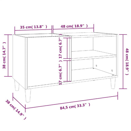vinylskab 84,5x38x48 cm konstrueret træ betongrå