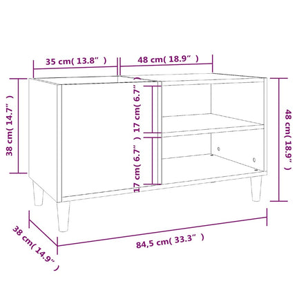 vinylskab 84,5x38x48 cm konstrueret træ røget egetræsfarve