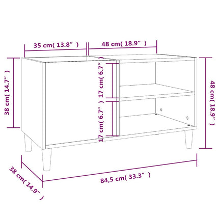 vinylskab 84,5x38x48 cm konstrueret træ grå sonoma-eg