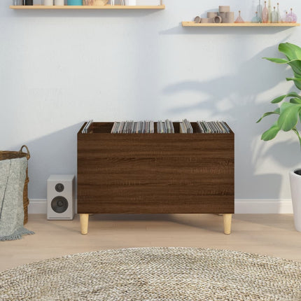 vinylskab 74,5x38x48 cm konstrueret træ brun egetræsfarve