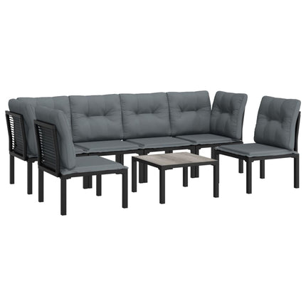 loungesæt til haven 7 dele polyrattan sort og grå