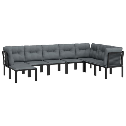 loungesæt til haven 8 dele polyrattan sort og grå