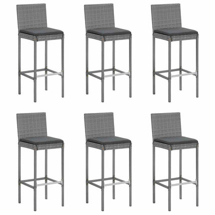 barsæt til haven 7 dele med hynder polyrattan grå