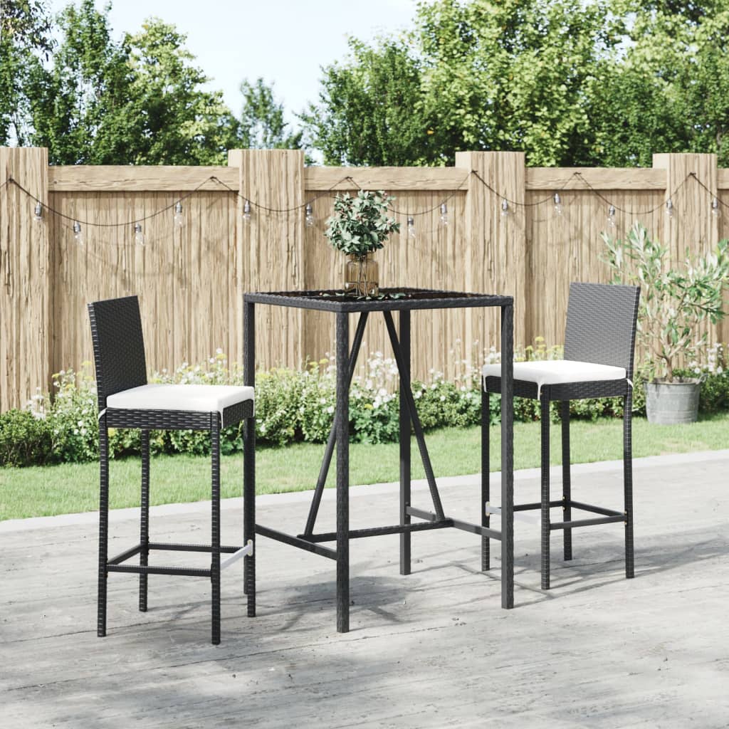 barst til haven 3 dele med hynder polyrattan sort