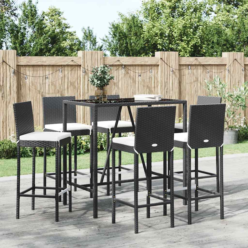 barst til haven 7 dele med hynder polyrattan sort