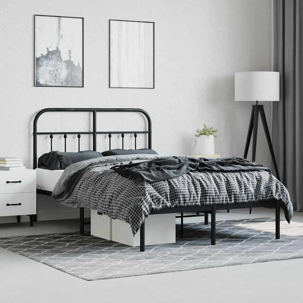 sengeramme med sengegavl 120x200 cm metal sort