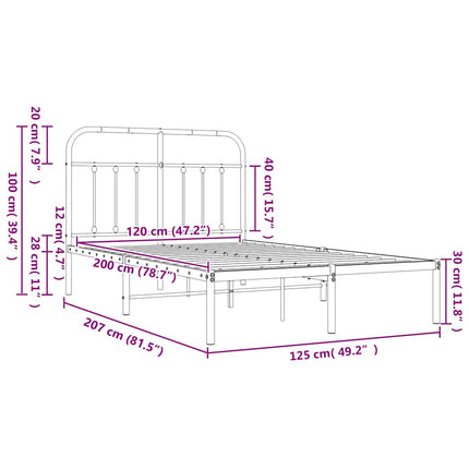 sengeramme med sengegavl 120x200 cm metal sort
