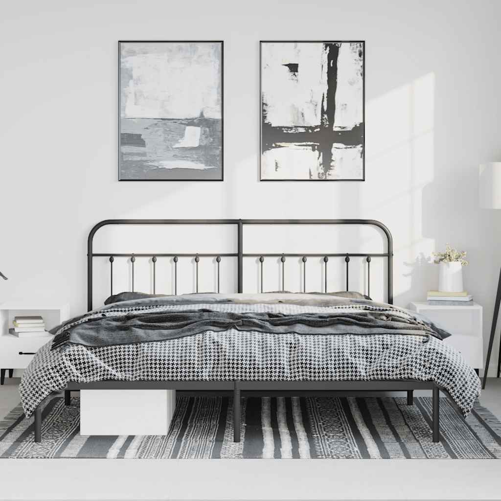 sengeramme med sengegavl 193x203 cm metal sort