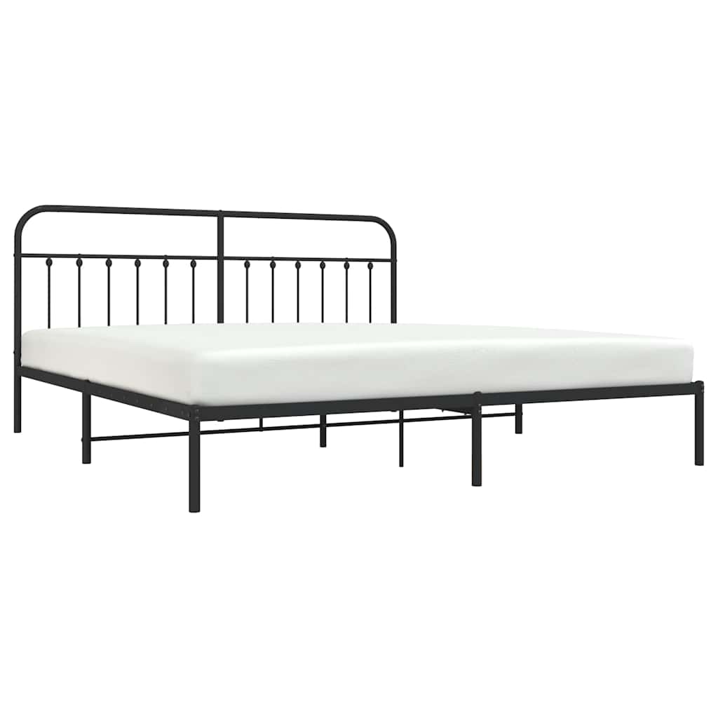 sengeramme med sengegavl 200x200 cm metal sort